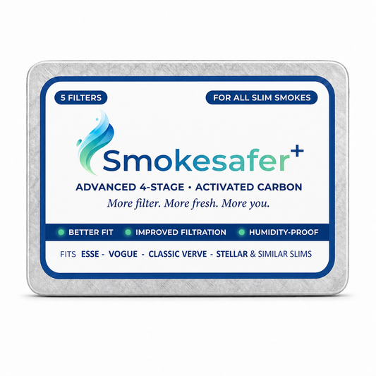Smokesafer PLUS Advanced 4-Stage Activated Carbon Smoking Filters for Slim Smokes .